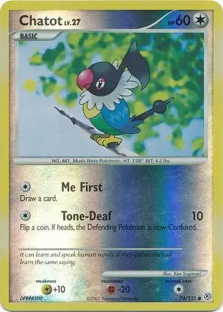 Diamond & Pearl Chatot #74/130 reverse holo